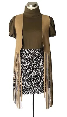 Buy Suede Fringe Vest XS Tan Extra Small $179.99 Quicksilver Collection Leather Boho • 33.26£