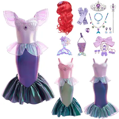 Buy Girls Little Mermaid Ariel Costume Carnival Cosply Princess Party Fancy Dress Up • 4.17£