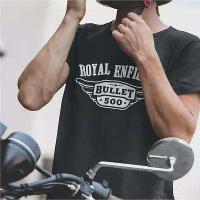 Buy Retro Vintage Royal Enfield Bullet Motorcycle Biker Logo Premium Quality T-shirt • 25£