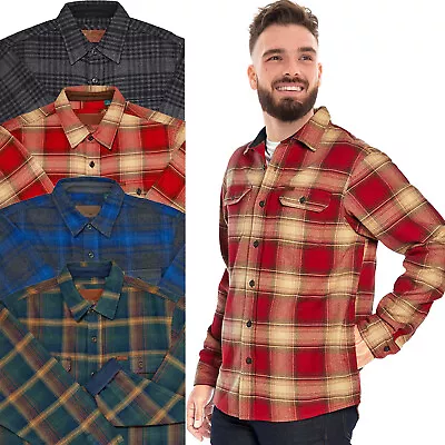 Buy Mens Flannel Lumberjack Shirt Jacket Plaid Check Heavyweight Hand Warmer Pockets • 14.97£