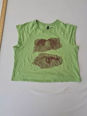 Buy Ladies Cropped T-Shirt Divided Size L Green Eye Print 21820 • 12.99£