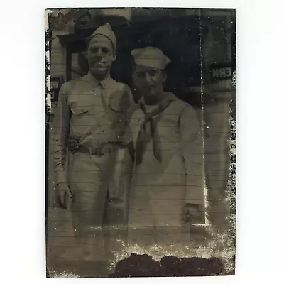 Buy Affectionate Navy Soldiers Hugging FAUX-Tintype 1940s WW2 Celluloid Photo A4331 • 28.87£