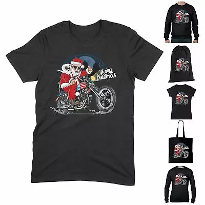 Buy Santa Claus Biker Merry Christmas T Shirt - Motorcycle Bike Cafe Racer Jumper • 23.95£