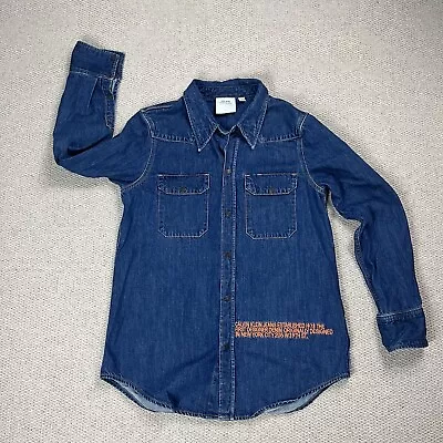 Buy Calvin Klein Jeans Western Navy Denim Shirt Jacket Large 205W39NYC Embroidered • 39.99£