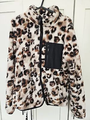 Buy Womens Leopard Print Zip Up Teddy Fleece Size 8 • 8£