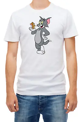 Buy Best Mate Tom And Jerry Funny Cartoon Character Sleeve Men White T Shirt K681 • 9.69£