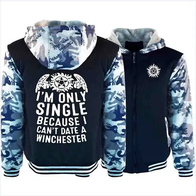 Buy Supernatural Winchesters Hoodie Winter Fleece Coat Warm Jacket Zip Up Sweatshirt • 40.79£