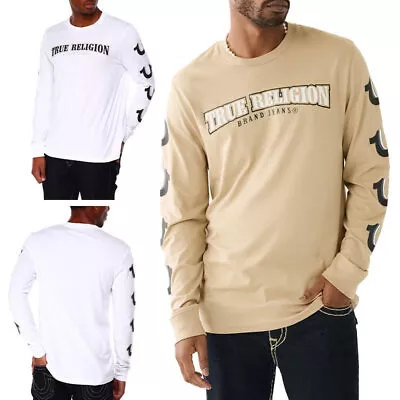 Buy True Religion 107584 Mens Long Sleeve T Shirt Crew Neck Cotton Graphic T Shirts • 24.99£
