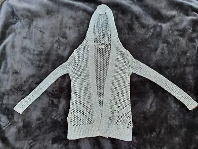 Buy * Hollister Women’s Grey Silver Chunky-Knit Hoodie Cardigan Small Gorgeous Used* • 21.99£