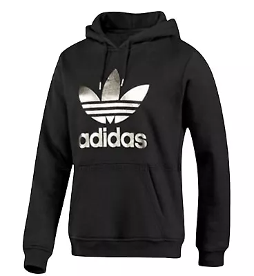 Buy Adidas Men's Trefoil Fleece Hoodie Sweatshirt Black/Gold Size Medium AGC002 • 10£
