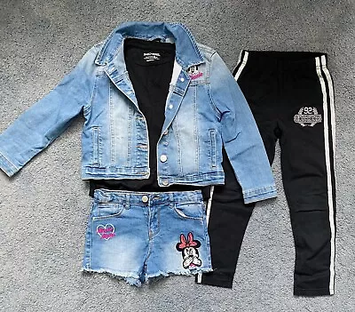 Buy Disney Minnie Mouse Denim Jacket & Matching Shorts 5-6 / Skechers Outfit 6-7. • 12£