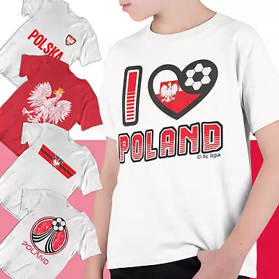 Buy Boys Girls POLAND Football Kids T-Shirts 2022 Polish Euro World Cup Polska • 7.45£