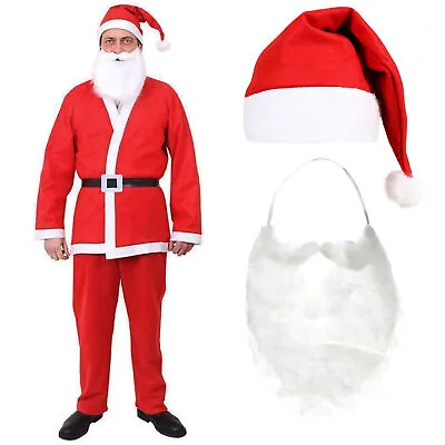 Buy Adult Santa Suit Father Christmas Fancy Dress Costume Mens Xmas Outfit Lot  • 34.99£