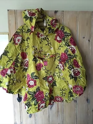 Buy Joules Ladies Yellow Floral Pack-Away Poncho / Cape / Rain Jacket One Size • 12.99£