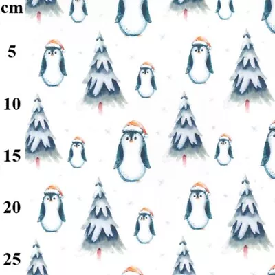 Buy 100% Cotton Digital Fabric Rose & Hubble Christmas Tree Penguins Xmas • 11.50£