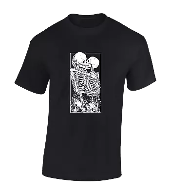 Buy Dead Lovers Mens T Shirt Skull Skeleton Kissing Scary Horror Death Love Top • 7.99£