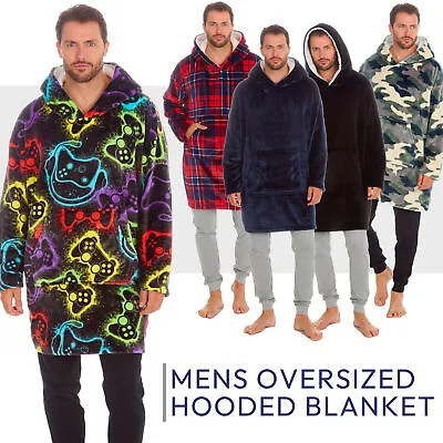 Buy Mens Oversized Hooded Blanket Giant Lounge Hoodie Plush Fleece Pyjama Sweatshirt • 22.99£