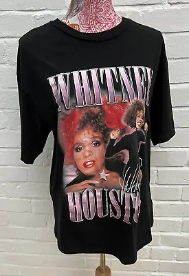 Buy Whitney Houston Front Print Black Band T-Shirt H&M 100% Cotton Small • 9.99£