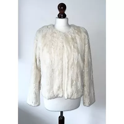 Buy RIVER ISLAND Cream Cropped Soft Faux Fur Jacket Size 10 Great Condition • 20£