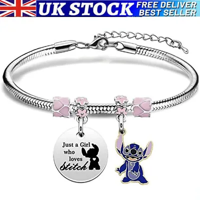 Buy Girls Stitch Charm Bracelet Womens Lilo And Stitch Cute Jewellery Girls Gift UK • 1.99£