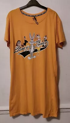 Buy Looney Tunes Extra Long Yellow T Shirt Dress Bugs Bunny Daffy Duck Tweetie Pie M • 19.99£