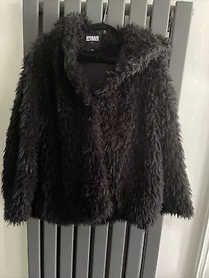 Buy Black Fluffy Jacket Size XL Goth Punk • 9.99£