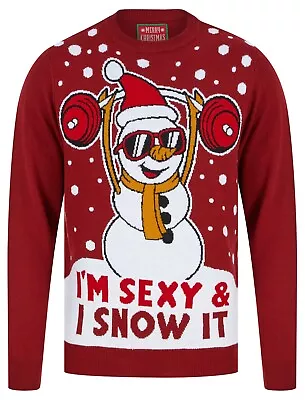 Buy Christmas Jumpers Novelty Funny Knit Sexy And I Snow It Gym Xmas Snowman Red • 9.99£