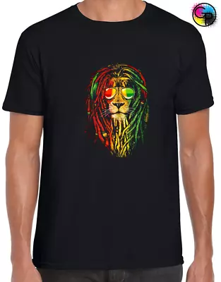 Buy Reggae Lion Mens T Shirt Jamaica Flag Ganja Weed Music Peace Rasta • 7.99£