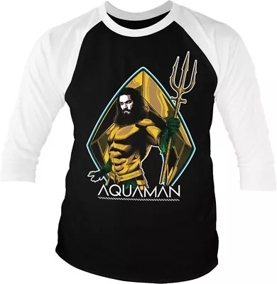 Buy Aquaman Baseball 3/4 Sleeve Tee T-Shirt White-Black • 35.08£