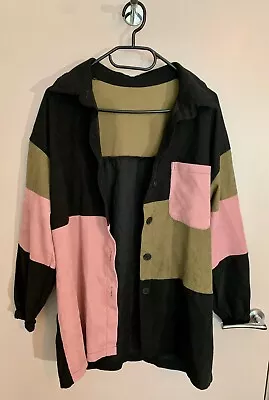 Buy Shein Cut And Sew Drop Shoulder Colorblock Corduroy Coat • 7£