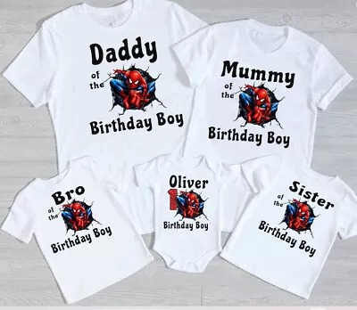 Buy Superhero Birthday, Spiderman Name Age Spiderman T-shirts Birthday Party • 15.29£