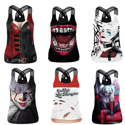 Buy The Suicide Squad Harley Quinn Camisole Back Cross Sport Top Gym Yoga Vest Shirt • 11.40£