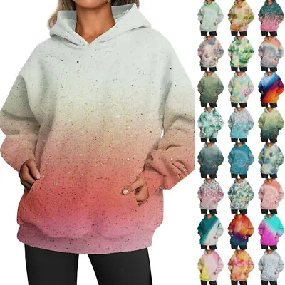 Buy Women Sweatshirt Tie Dye Hoodies Ladies Long Sleeve Sport Loose Fit • 15.61£