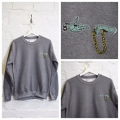 Buy Actual Fact Run The Jewels Embroidered Graphite Heather Hip Hop Sweatshirt • 30£