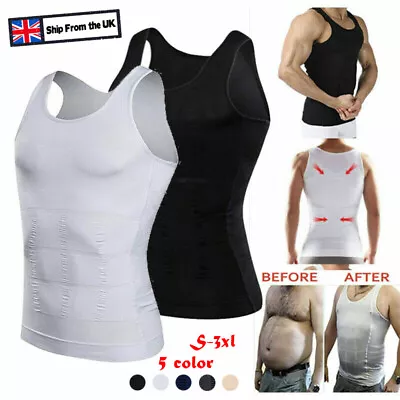 Buy MEN SLIMMING VEST Body Shaper Slim Chest Belly Waist Boobs Compression Shirt UK • 14.79£