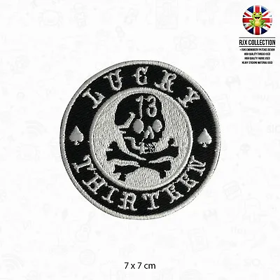 Buy Lucky 13 Silver Circle Patch Iron On Patch Sew On Embroidered Patch • 2.49£