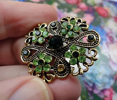 Buy Victorian Style Gothic Brooch Vampire Costume Jewellery Green Crystals • 5.99£