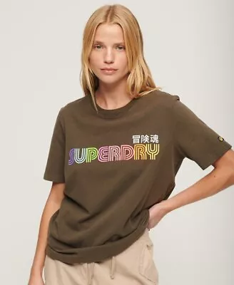 Buy Superdry Womens Vintage Retro Rainbow T-Shirt • 10£