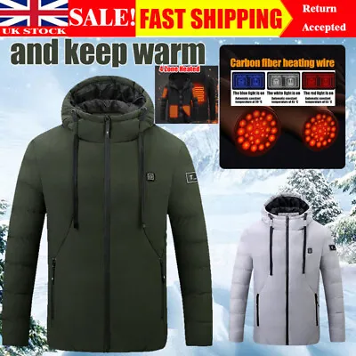 Buy Men Electric Heated Coat USBWarm Up Jacket Winter Body Warmer Windproof Hoodies • 11.09£