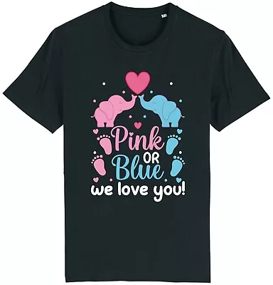 Buy Pink Or Blue We Love You T-Shirt Gender Reveal Elephants Boy Girl Baby Shower • 9.95£