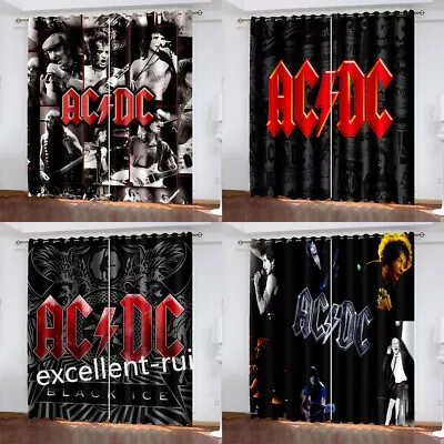 Buy 3D ACDC Rock Band Ready Made Pair Thick Thermal Blackout Curtain Ring Top Eyelet • 23.02£