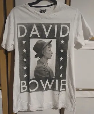 Buy David Bowie T Shirt Rare Glam Rock Band Merch Tee Size Small White • 14£
