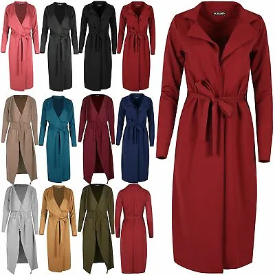 Buy Womens Ladies Long Waterfall Wrap Belted Italian Blazer Cape Trench Coat Jacket • 12.49£