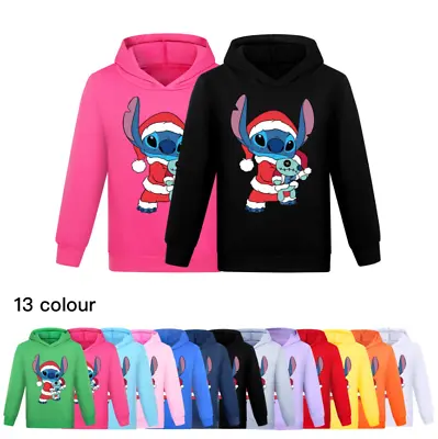 Buy Kids Boys Girls Stitch Christmas Hoodies Jumper Sweatshirt Long Sleeve Pullover- • 9.99£