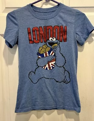 Buy Mighty Fine Blue Cookie Monster London Fitted T-shirt Size Medium • 9.47£
