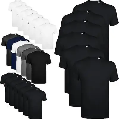 Buy 6 Pack Mens Plain 100% Cotton Blank T Shirt Tee T-shirt Multi Pack Crew Neck • 17.99£