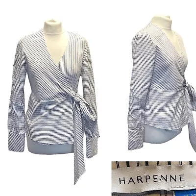 Buy HARPENNE White Striped Wrapped Shirt Size 12 Long Sleeve Smart  • 8.99£