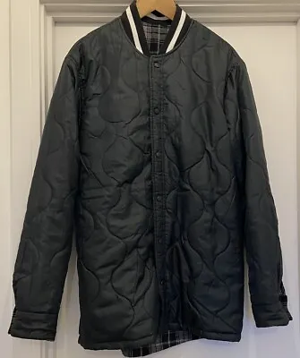 Buy Mens Converse Reversible Quilted Flannel Jacket Black/Mason Size L - XL 48” • 25£