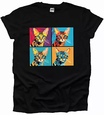 Buy Cat Funny Andy Warhol Style Pop Art Kitten Cute Animal Mens Tshirt Woman Unisex • 10.99£