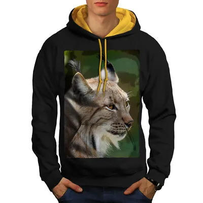 Buy Wellcoda Smart Face Of Lynx Cat Mens Contrast Hoodie, Furry Casual Jumper • 30.99£